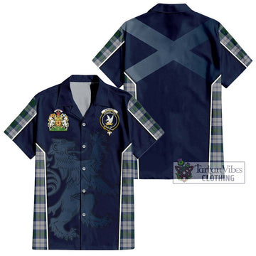 Lindsay Dress Tartan Short Sleeve Button Shirt with Family Crest and Lion Rampant Vibes Sport Style