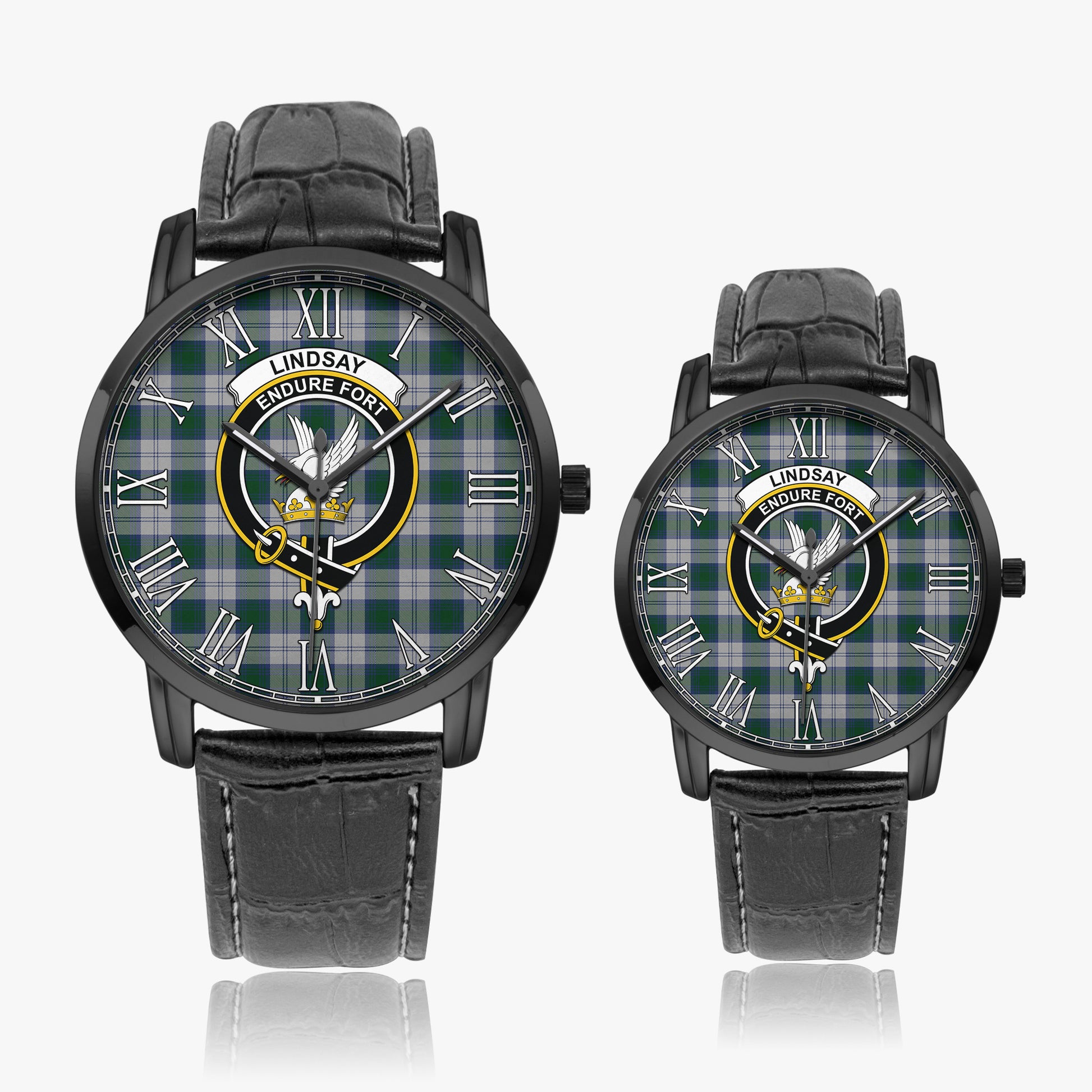 Lindsay Dress Tartan Family Crest Leather Strap Quartz Watch - Tartanvibesclothing