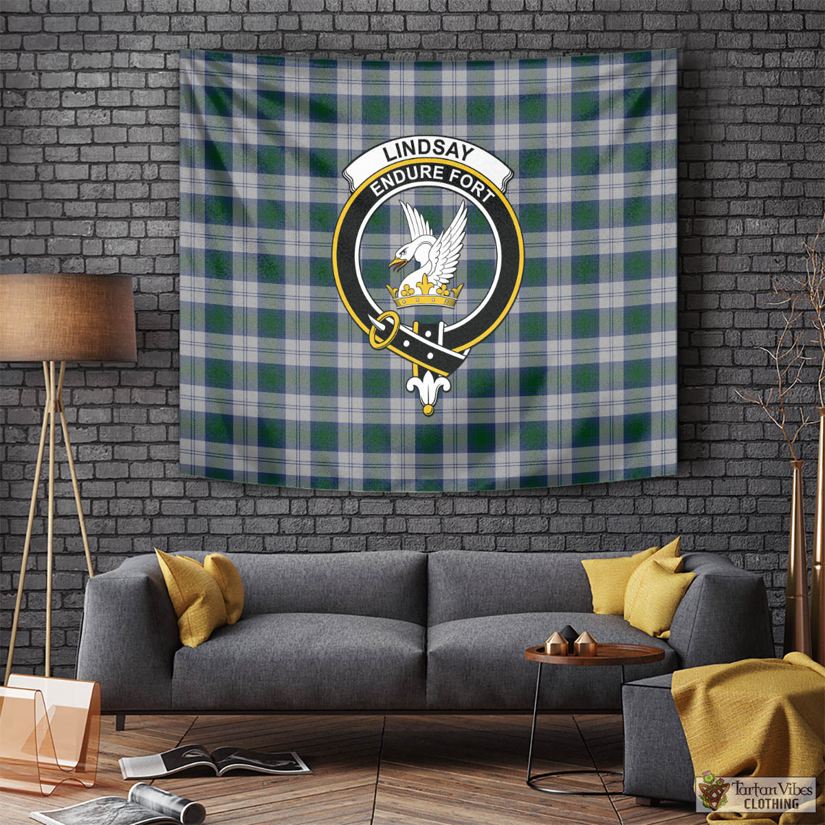 Tartan Vibes Clothing Lindsay Dress Tartan Tapestry Wall Hanging and Home Decor for Room with Family Crest