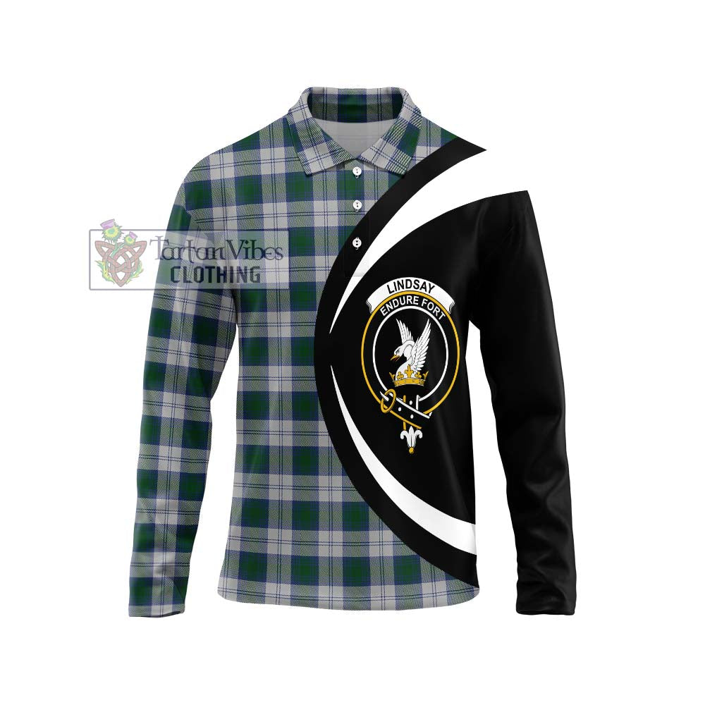 Tartan Vibes Clothing Lindsay Dress Tartan Long Sleeve Polo Shirt with Family Crest Circle Style