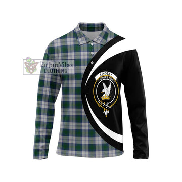 Lindsay Dress Tartan Long Sleeve Polo Shirt with Family Crest Circle Style