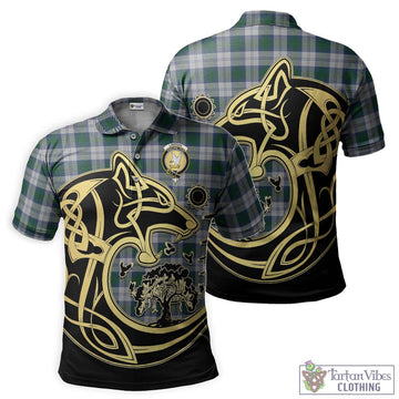 Lindsay Dress Tartan Polo Shirt with Family Crest Celtic Wolf Style