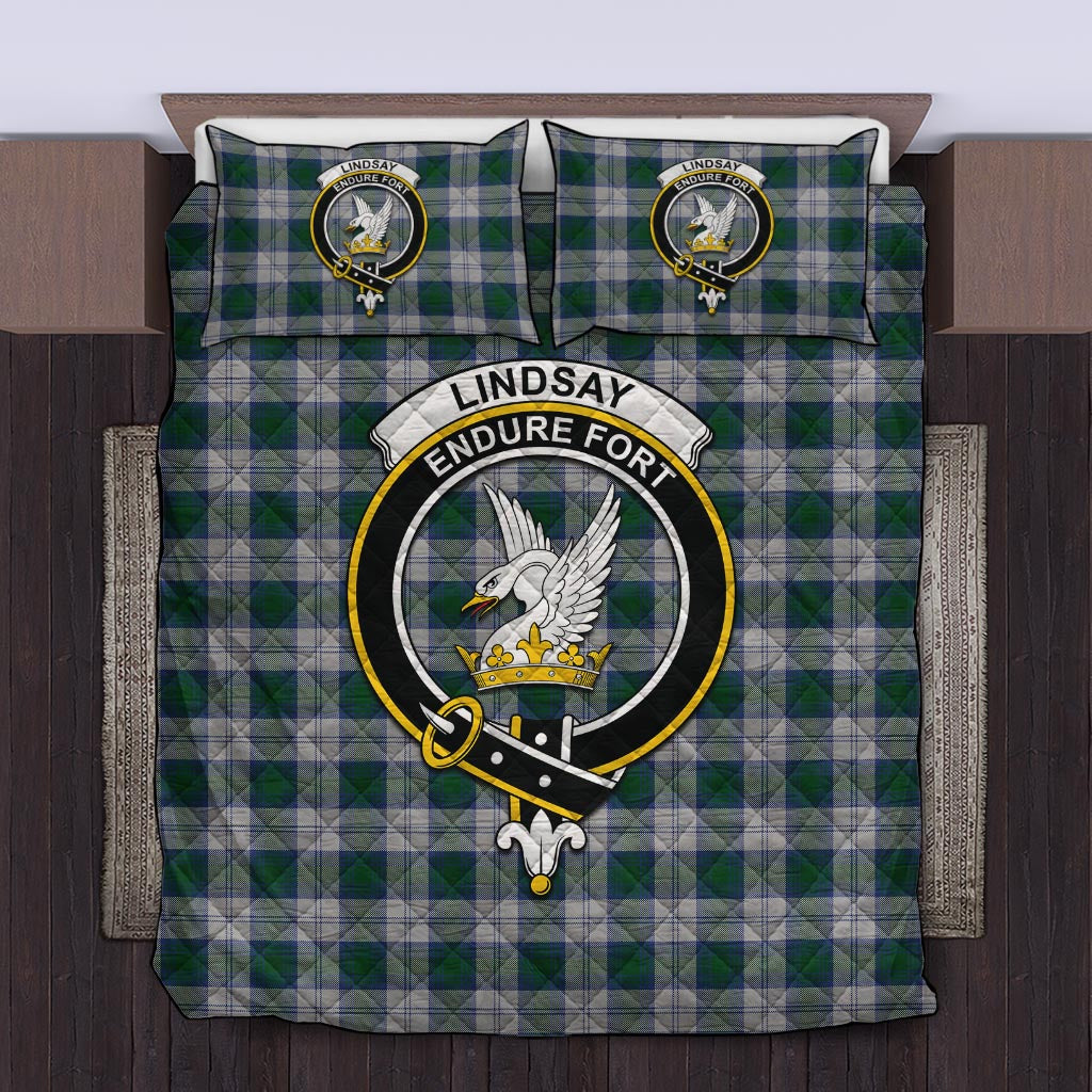 Lindsay Dress Tartan Quilt Bed Set with Family Crest Twin - Tartan Vibes Clothing