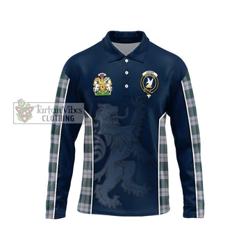 Lindsay Dress Tartan Long Sleeve Polo Shirt with Family Crest and Lion Rampant Vibes Sport Style