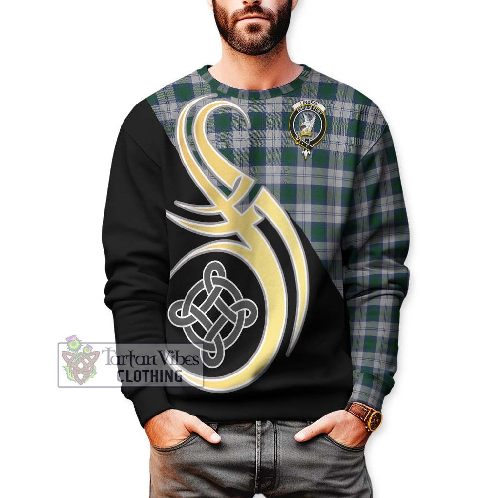 Lindsay Dress Tartan Sweatshirt with Family Crest and Celtic Symbol Style Unisex - Tartan Vibes Clothing