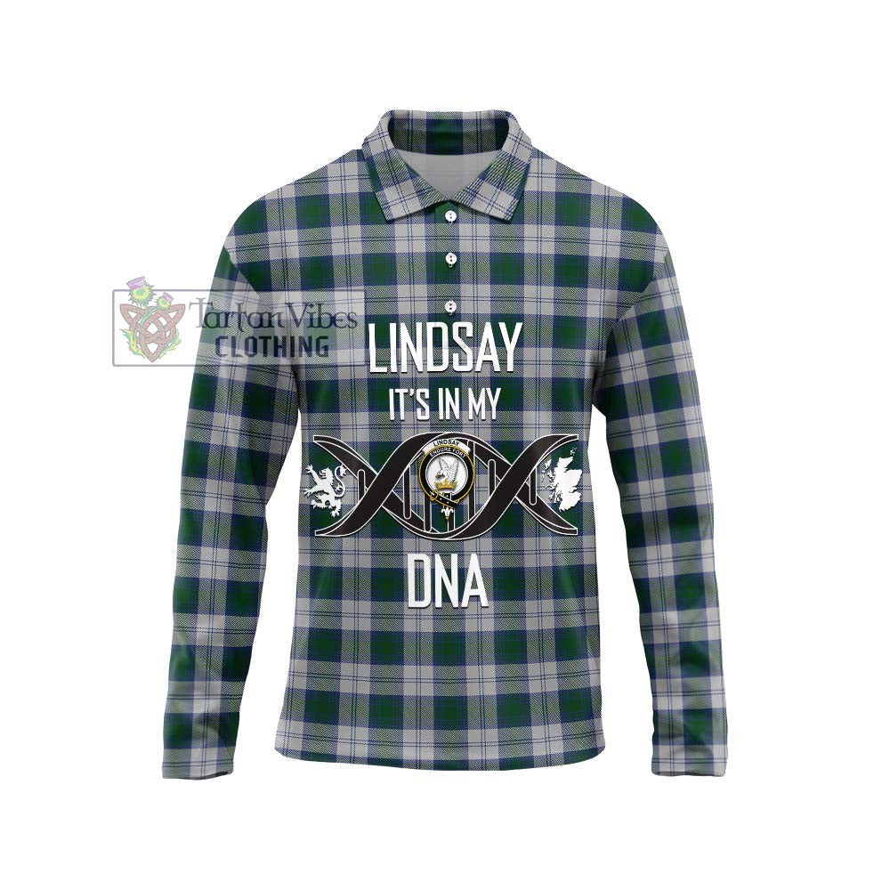 Lindsay Dress Tartan Long Sleeve Polo Shirt with Family Crest DNA In Me Style Unisex - Tartanvibesclothing Shop