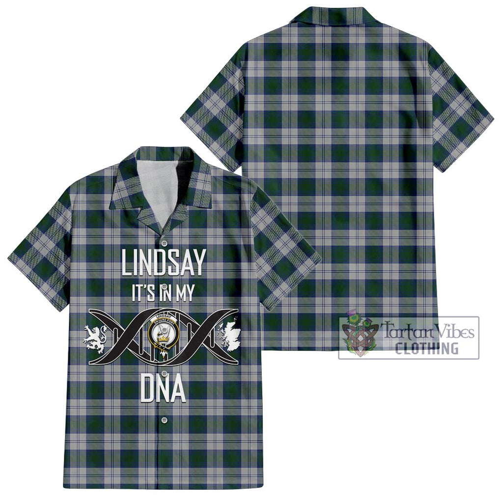 Lindsay Dress Tartan Short Sleeve Button Shirt with Family Crest DNA In Me Style Kid - Tartanvibesclothing Shop