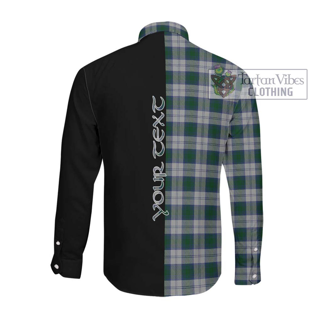 Lindsay Dress Tartan Long Sleeve Button Shirt with Family Crest and Half Of Me Style Men's Shirt - Tartanvibesclothing Shop