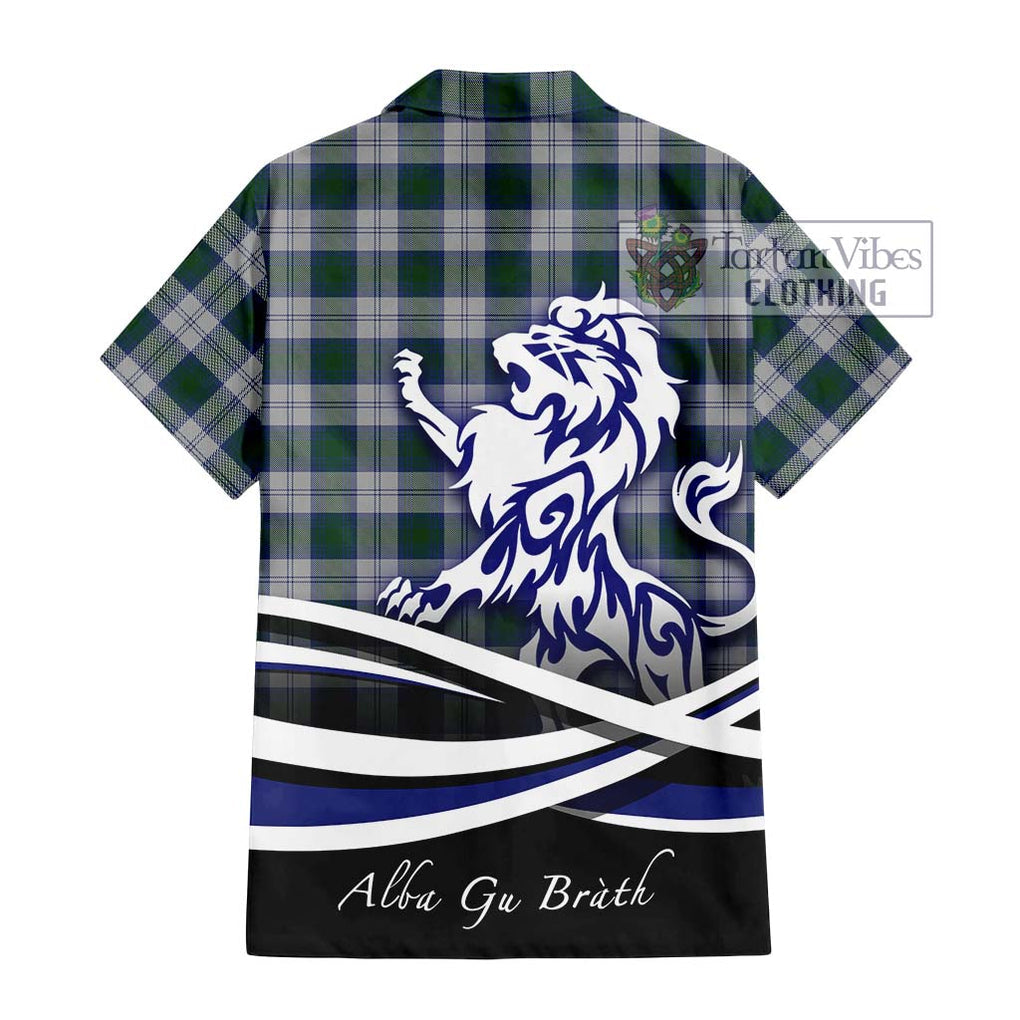 Lindsay Dress Tartan Short Sleeve Button Shirt with Alba Gu Brath Regal Lion Emblem - Tartanvibesclothing Shop