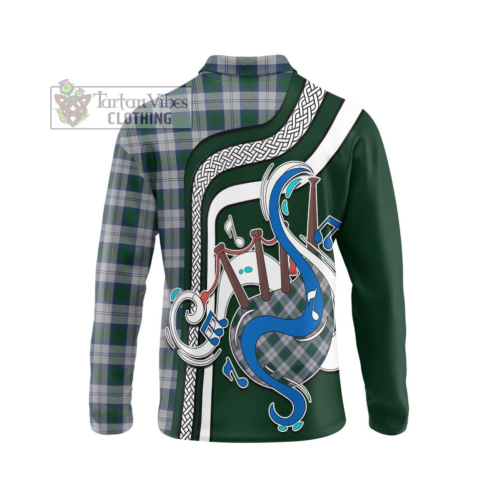 Tartan Vibes Clothing Lindsay Dress Tartan Long Sleeve Polo Shirt with Epic Bagpipe Style