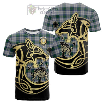 Lindsay Dress Tartan Cotton T-shirt with Family Crest Celtic Wolf Style