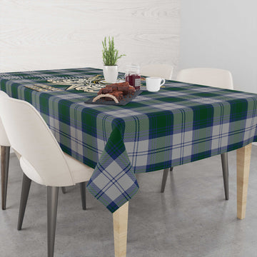 Lindsay Dress Tartan Tablecloth with Clan Crest and the Golden Sword of Courageous Legacy