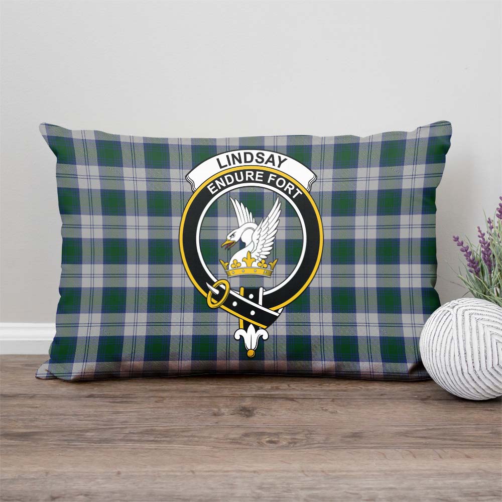 Lindsay Dress Tartan Pillow Cover with Family Crest Rectangle Pillow Cover - Tartanvibesclothing