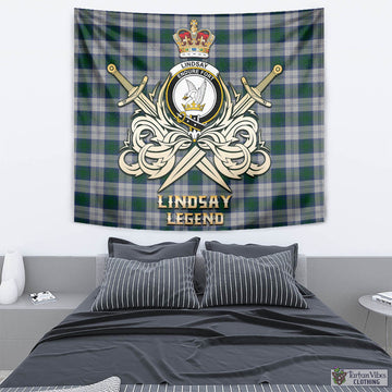 Lindsay Dress Tartan Tapestry with Clan Crest and the Golden Sword of Courageous Legacy