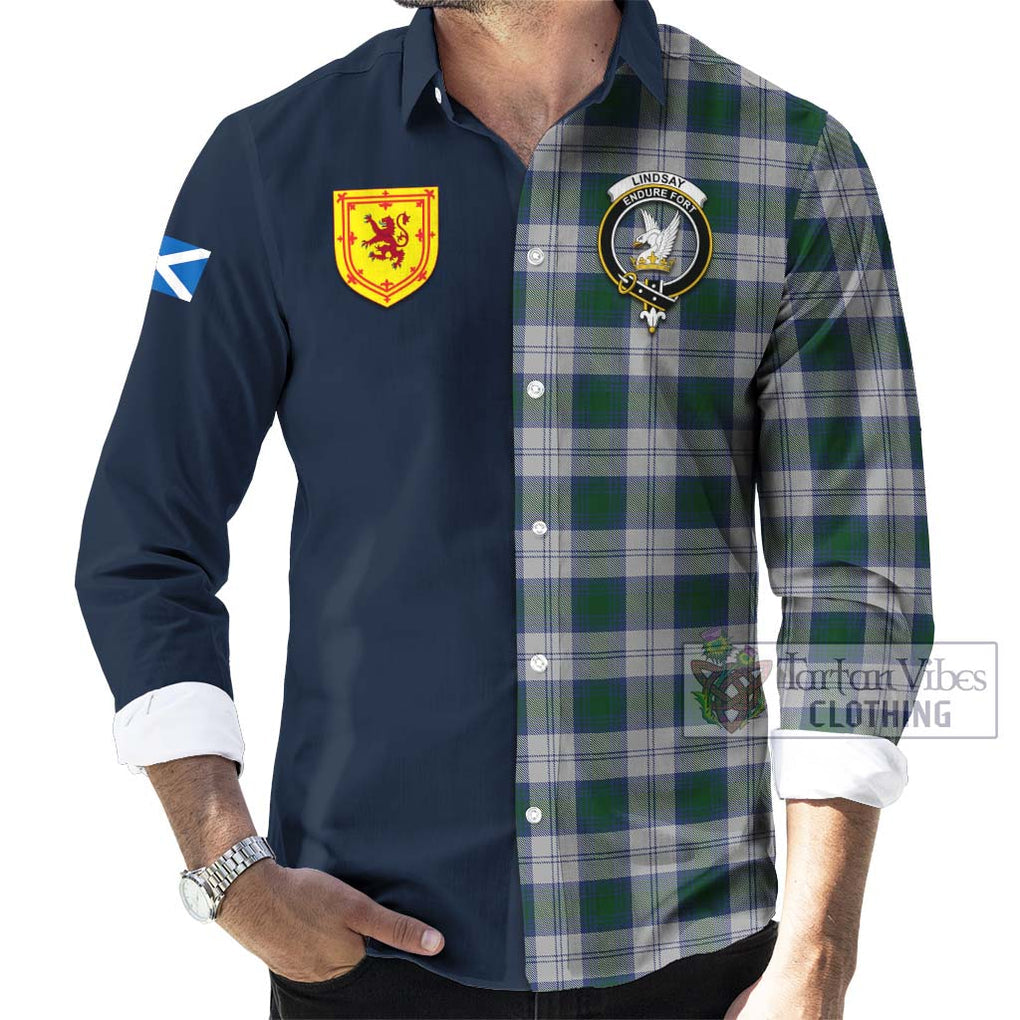 Tartan Vibes Clothing Lindsay Dress Tartan Long Sleeve Button Shirt with Scottish Lion Royal Arm Half Style