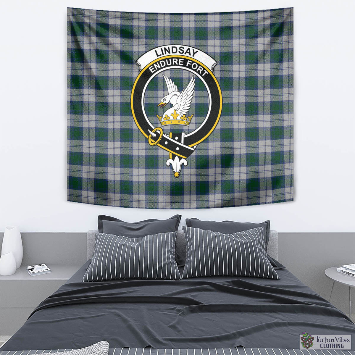 Tartan Vibes Clothing Lindsay Dress Tartan Tapestry Wall Hanging and Home Decor for Room with Family Crest