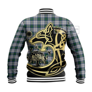 Lindsay Dress Tartan Baseball Jacket with Family Crest Celtic Wolf Style