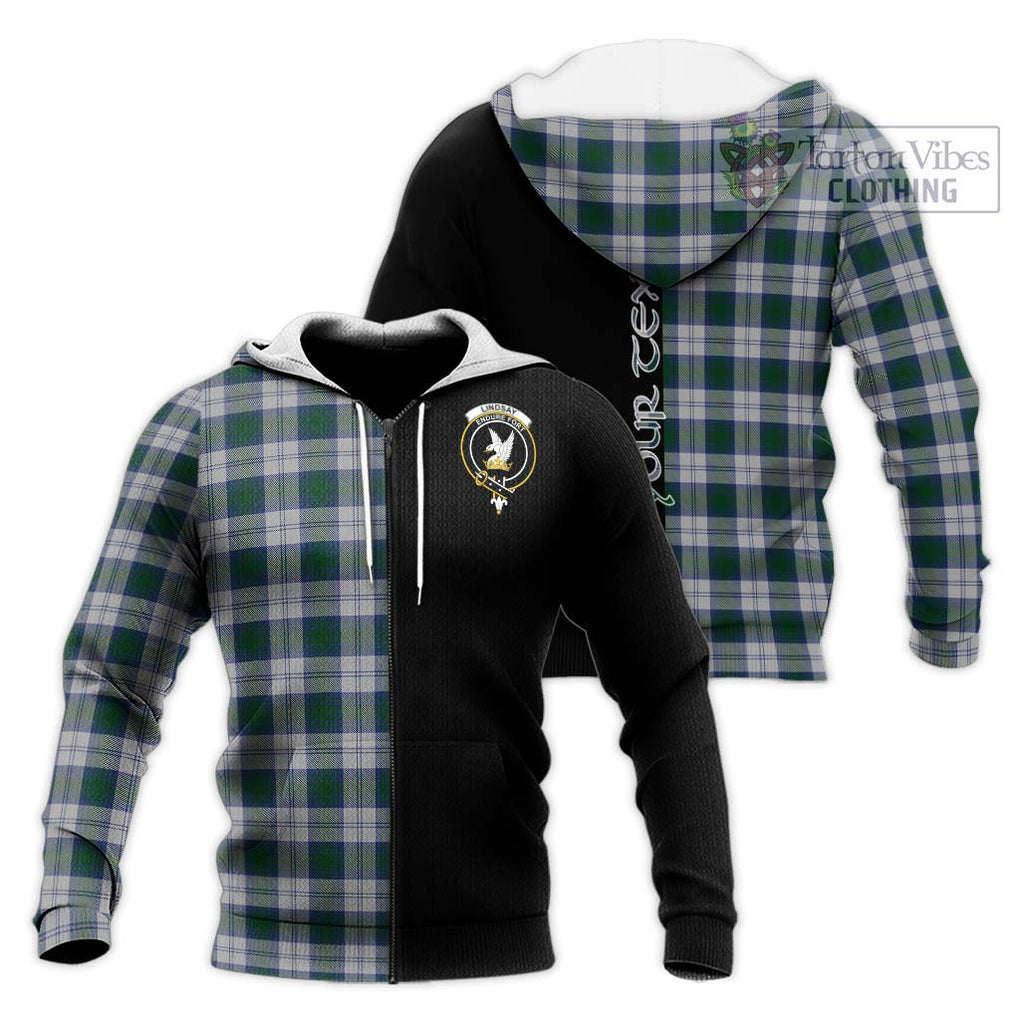 Lindsay Dress Tartan Knitted Hoodie with Family Crest and Half Of Me Style Unisex Knitted Zip Hoodie - Tartanvibesclothing Shop