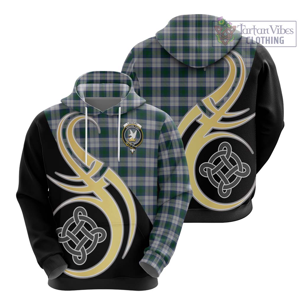 Lindsay Dress Tartan Hoodie with Family Crest and Celtic Symbol Style - Tartan Vibes Clothing