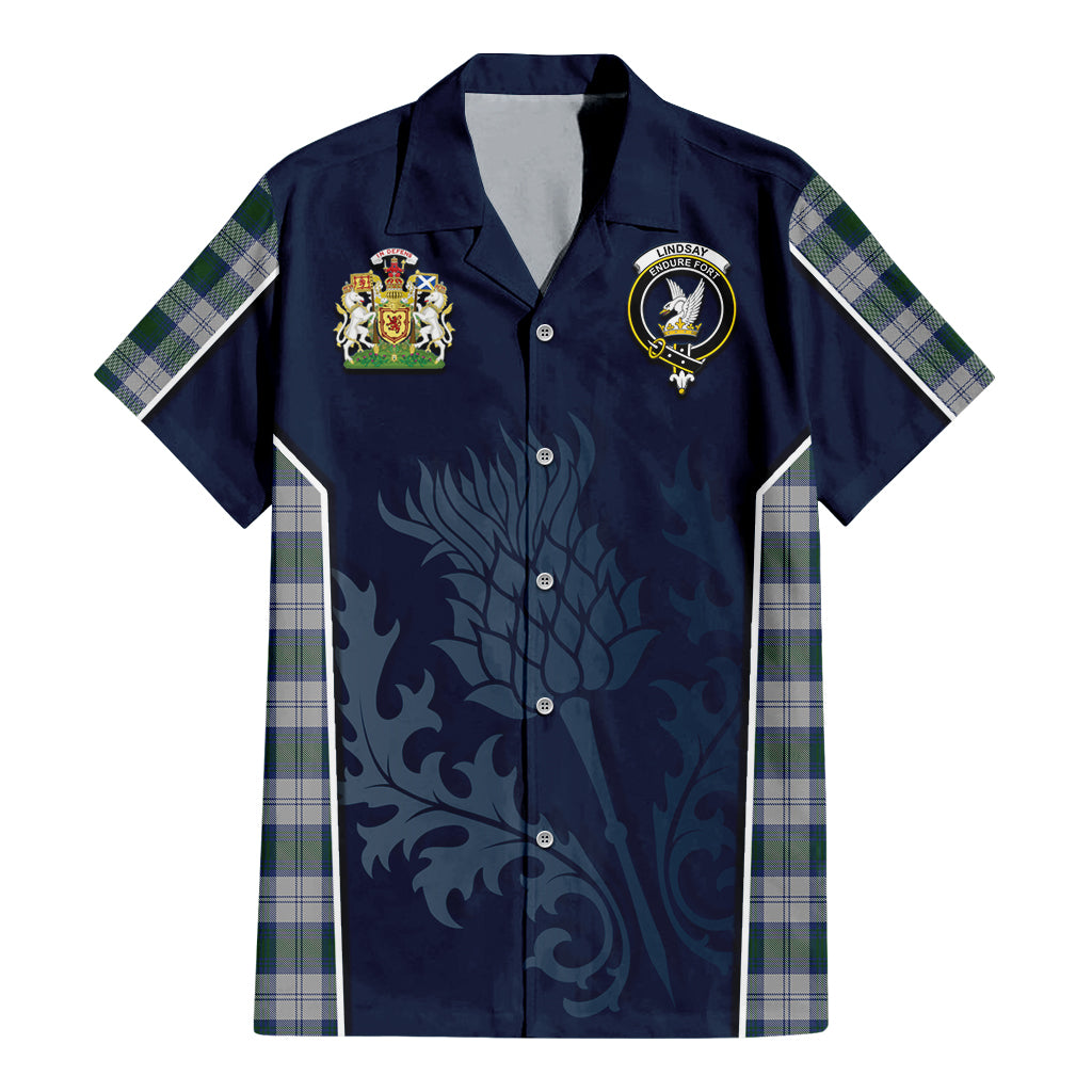 Tartan Vibes Clothing Lindsay Dress Tartan Short Sleeve Button Up Shirt with Family Crest and Scottish Thistle Vibes Sport Style