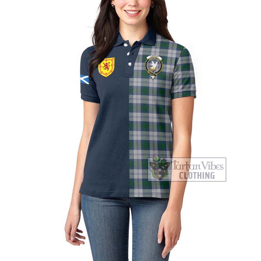 Tartan Vibes Clothing Lindsay Dress Tartan Women's Polo Shirt with Scottish Lion Royal Arm Half Style