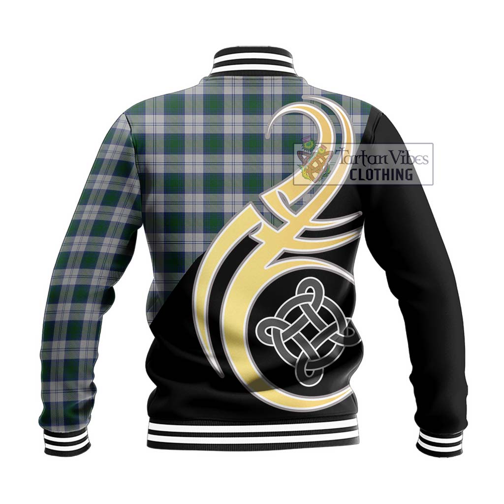 Tartan Vibes Clothing Lindsay Dress Tartan Baseball Jacket with Family Crest and Celtic Symbol Style
