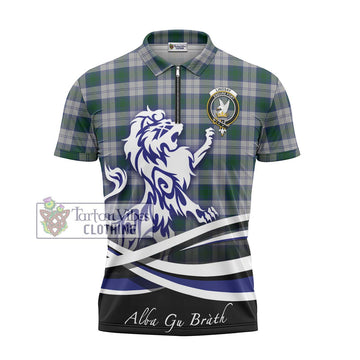 Lindsay Dress Tartan Zipper Polo Shirt with Alba Gu Brath Regal Lion Emblem