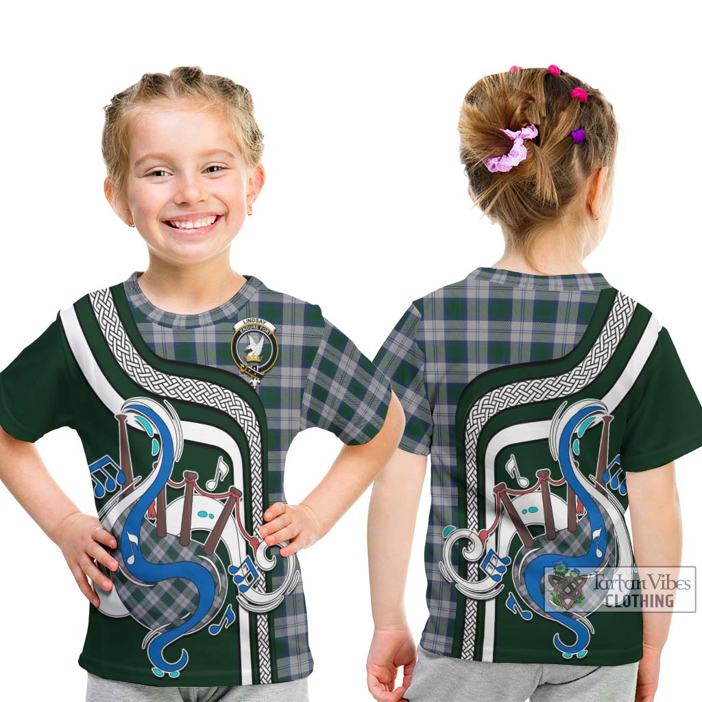 Tartan Vibes Clothing Lindsay Dress Tartan Kid T-Shirt with Epic Bagpipe Style