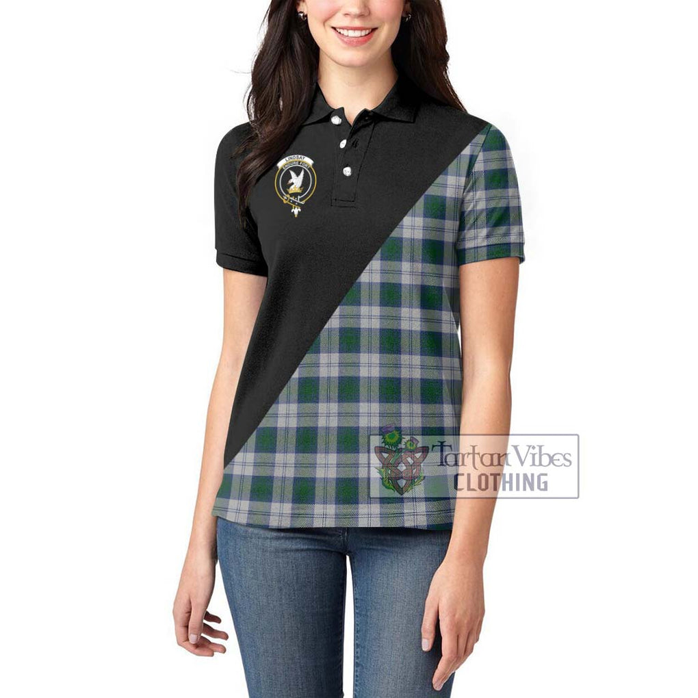 Lindsay Dress Tartan Women's Polo Shirt with Family Crest and Military Logo Style - Tartanvibesclothing Shop