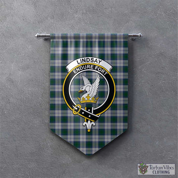 Lindsay Dress Tartan Gonfalon, Tartan Banner with Family Crest