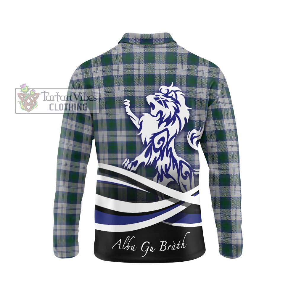 Lindsay Dress Tartan Long Sleeve Polo Shirt with Alba Gu Brath Regal Lion Emblem - Tartanvibesclothing Shop