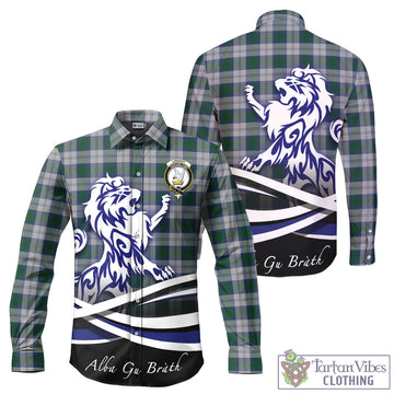 Lindsay Dress Tartan Long Sleeve Button Up Shirt with Alba Gu Brath Regal Lion Emblem