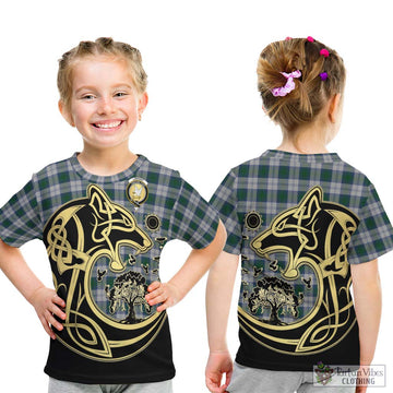 Lindsay Dress Tartan Kid T-Shirt with Family Crest Celtic Wolf Style