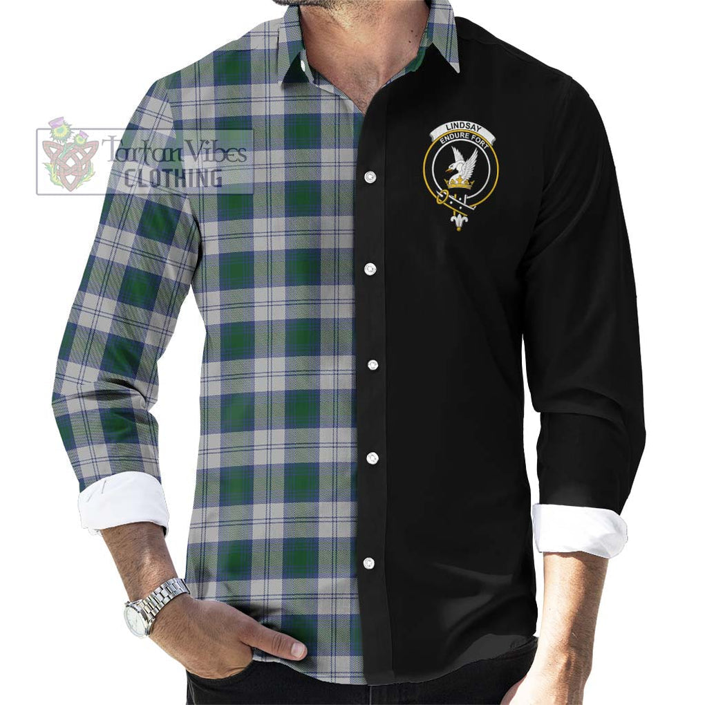 Lindsay Dress Tartan Long Sleeve Button Shirt with Family Crest and Half Of Me Style - Tartanvibesclothing Shop