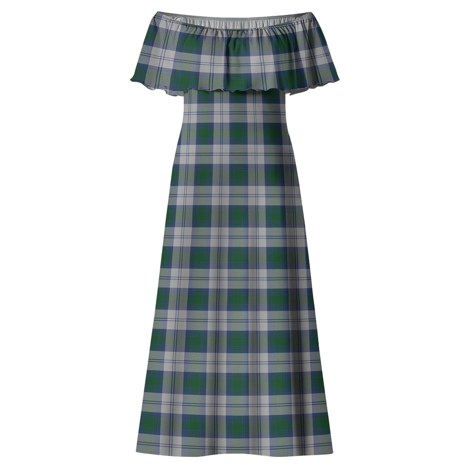 Lindsay Dress Tartan Off Shoulder Long Dress - Tartanvibesclothing