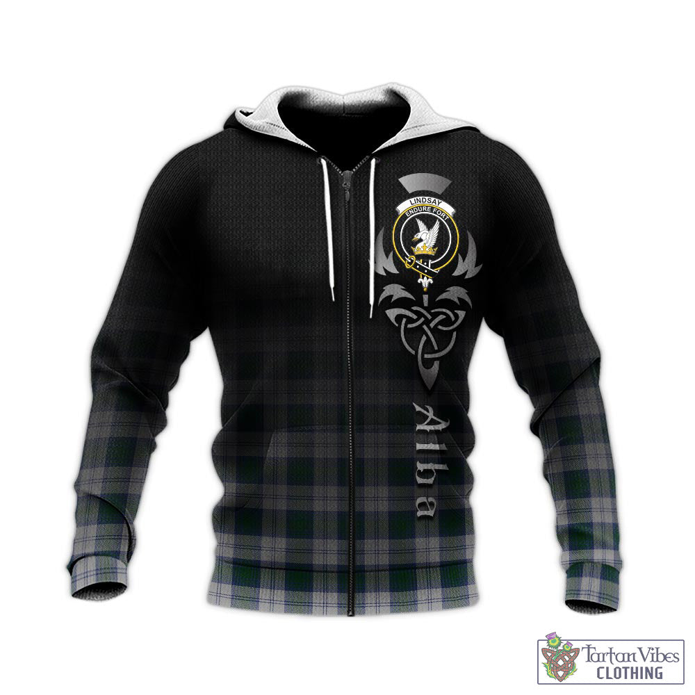 Tartan Vibes Clothing Lindsay Dress Tartan Knitted Hoodie Featuring Alba Gu Brath Family Crest Celtic Inspired