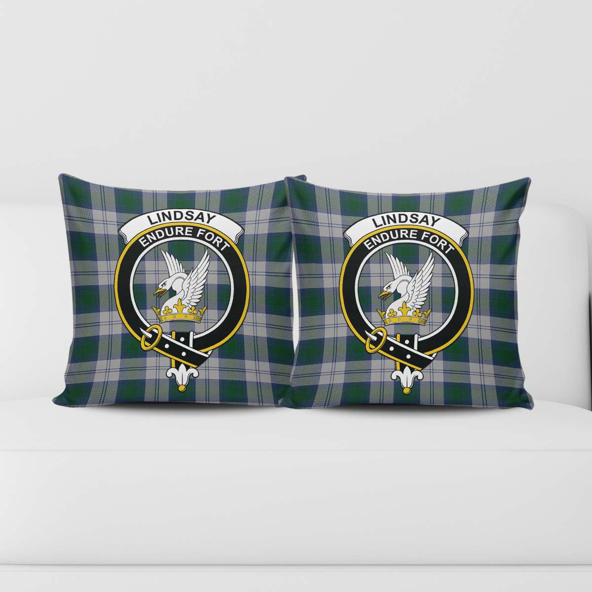 Lindsay Dress Tartan Pillow Cover with Family Crest - Tartanvibesclothing