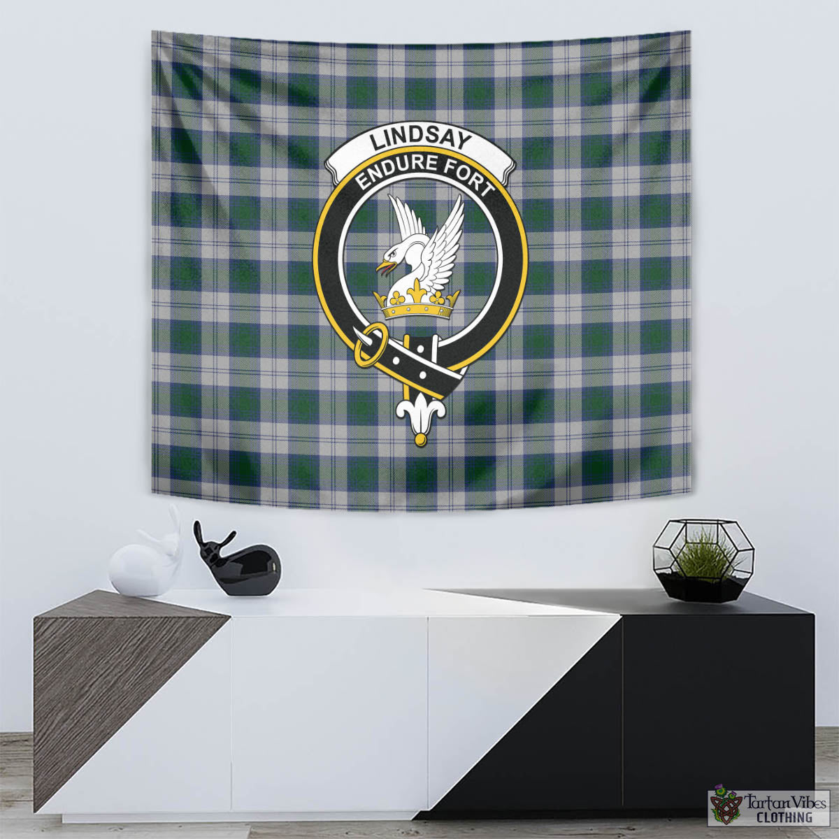 Tartan Vibes Clothing Lindsay Dress Tartan Tapestry Wall Hanging and Home Decor for Room with Family Crest