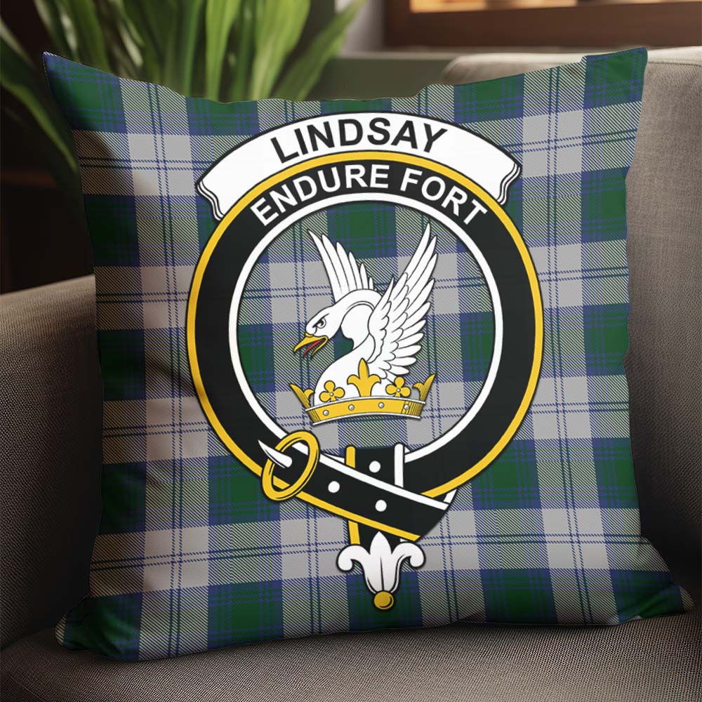 Lindsay Dress Tartan Pillow Cover with Family Crest - Tartanvibesclothing