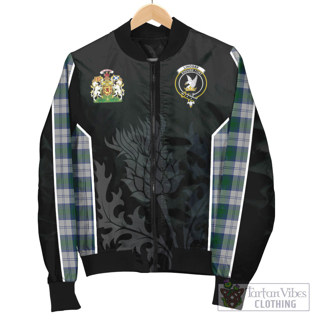 Tartan Vibes Clothing Lindsay Dress Tartan Bomber Jacket with Family Crest and Scottish Thistle Vibes Sport Style