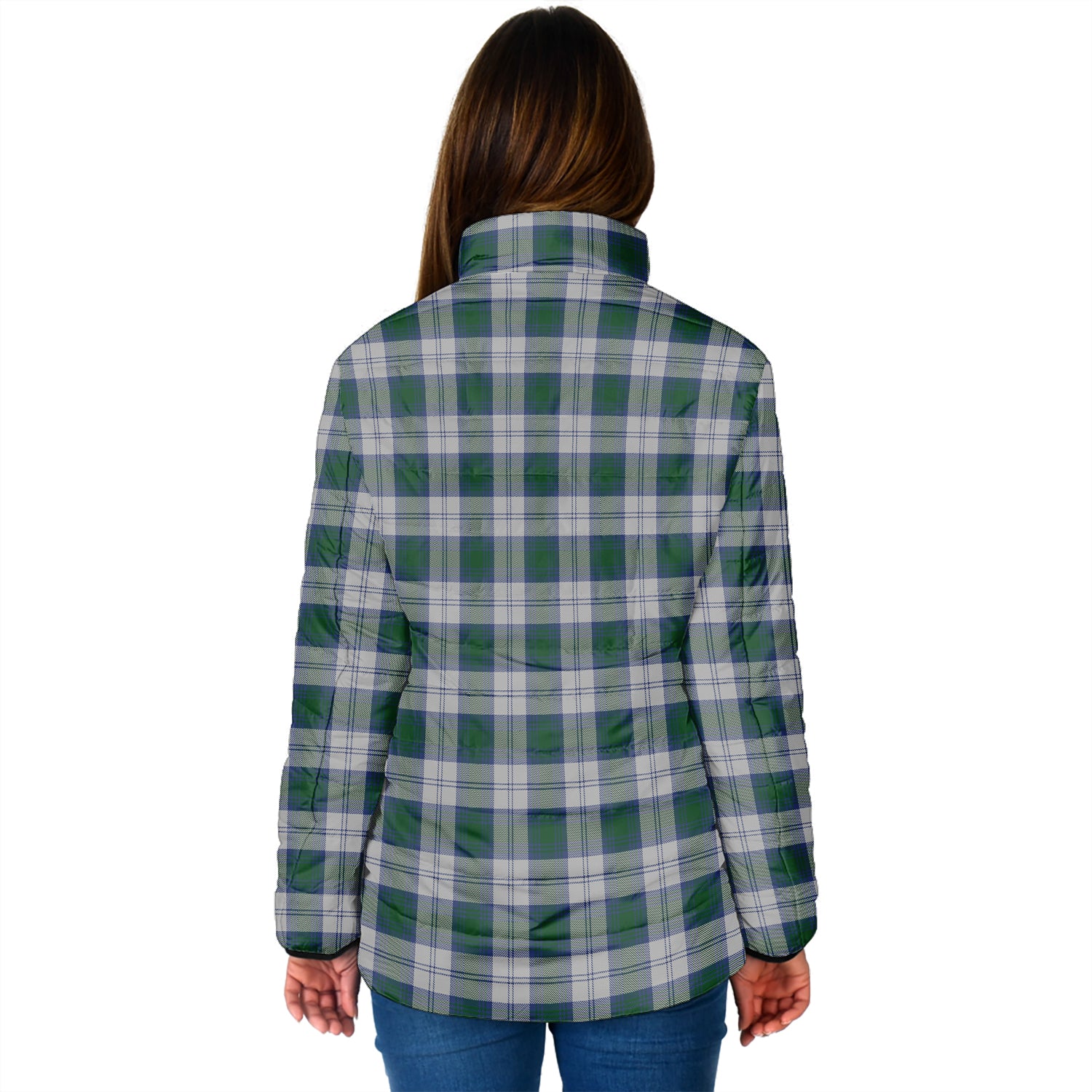 Lindsay Dress Tartan Padded Jacket with Family Crest - Tartanvibesclothing