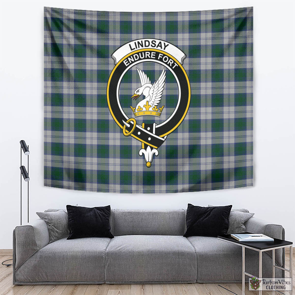 Tartan Vibes Clothing Lindsay Dress Tartan Tapestry Wall Hanging and Home Decor for Room with Family Crest