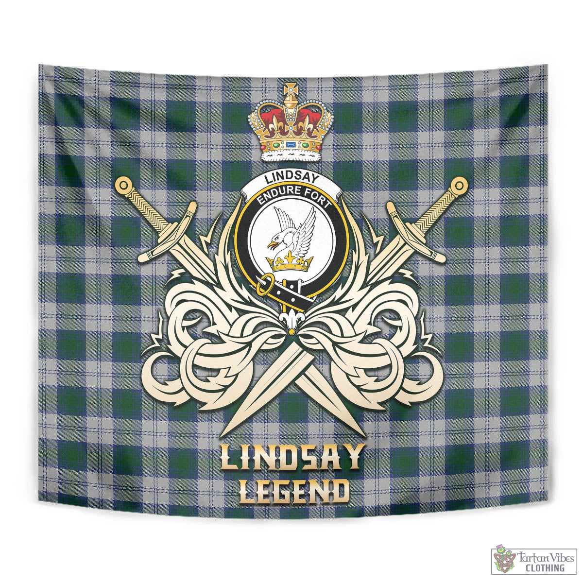 Tartan Vibes Clothing Lindsay Dress Tartan Tapestry with Clan Crest and the Golden Sword of Courageous Legacy