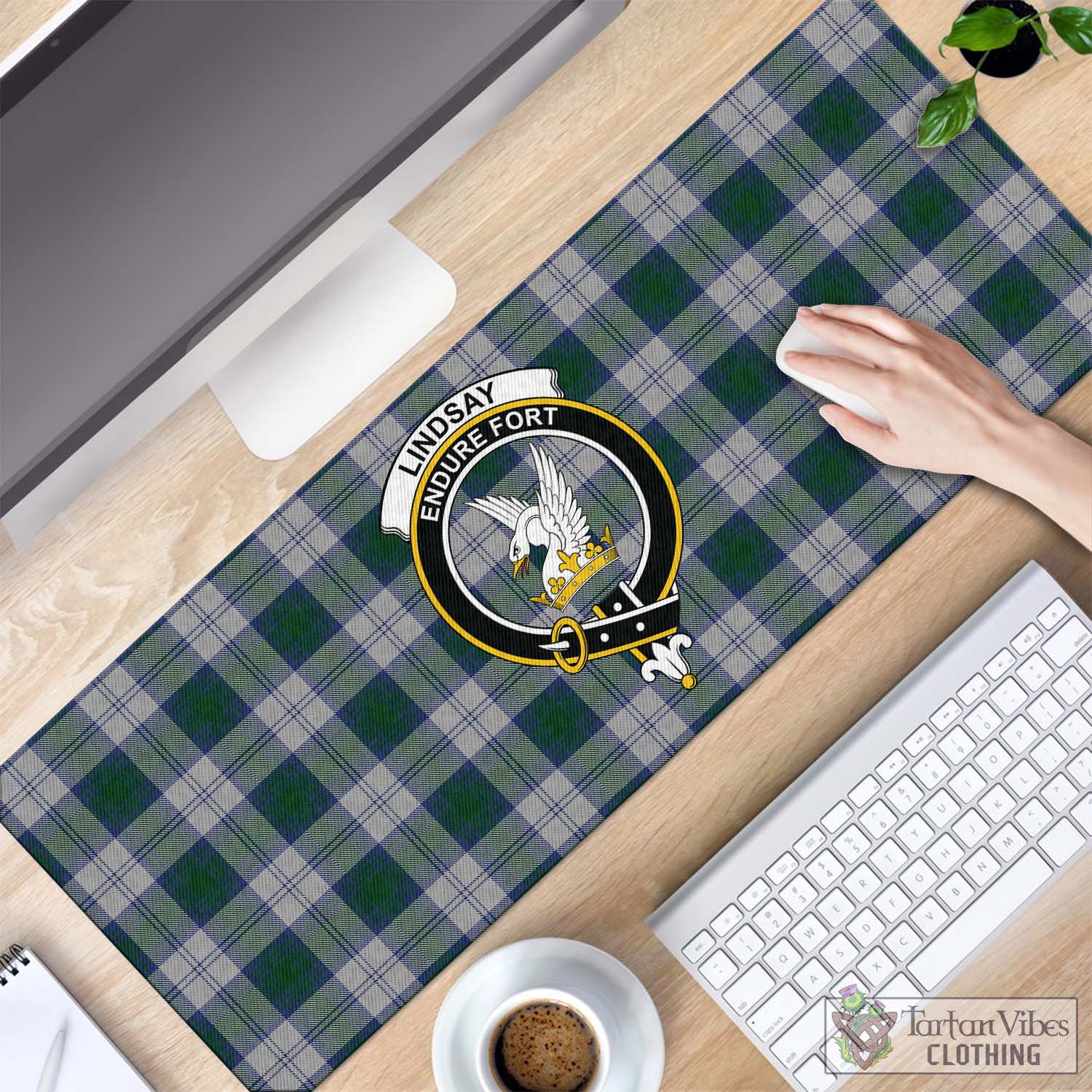 Tartan Vibes Clothing Lindsay Dress Tartan Mouse Pad with Family Crest