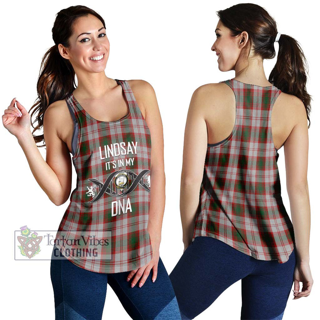 Lindsay Dress Red Tartan Women's Racerback Tanks with Family Crest DNA In Me Style 4XL - Tartanvibesclothing Shop