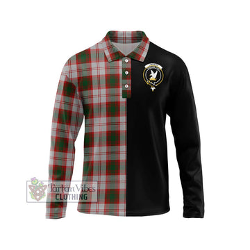 Lindsay Dress Red Tartan Long Sleeve Polo Shirt with Family Crest and Half Of Me Style