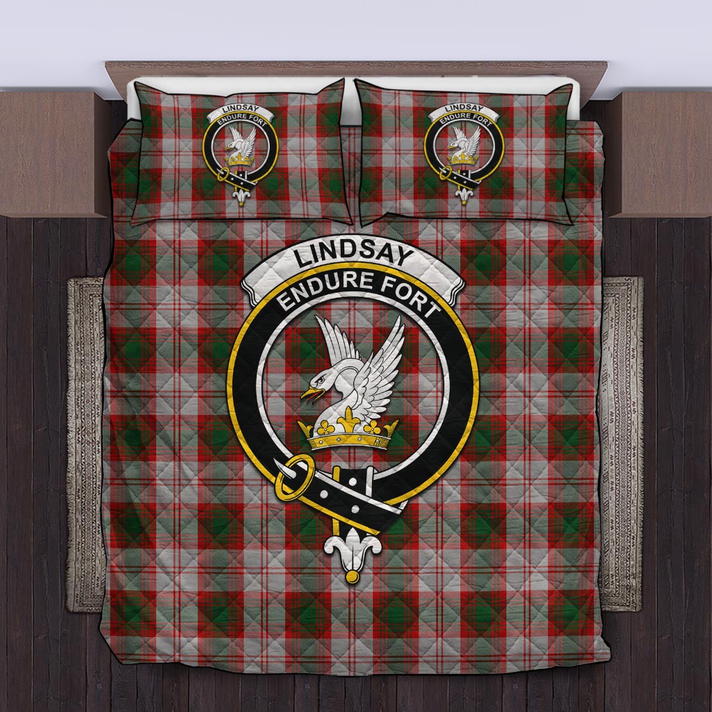 Lindsay Dress Red Tartan Quilt Bed Set with Family Crest Twin - Tartan Vibes Clothing