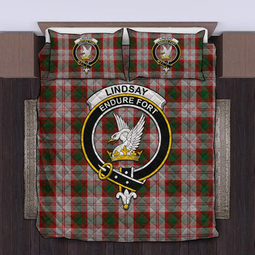 Lindsay Dress Red Tartan Quilt Bed Set with Family Crest