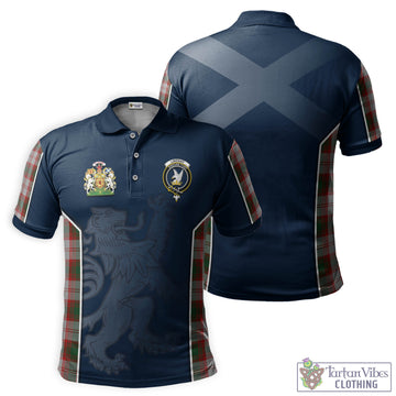 Lindsay Dress Red Tartan Men's Polo Shirt with Family Crest and Lion Rampant Vibes Sport Style