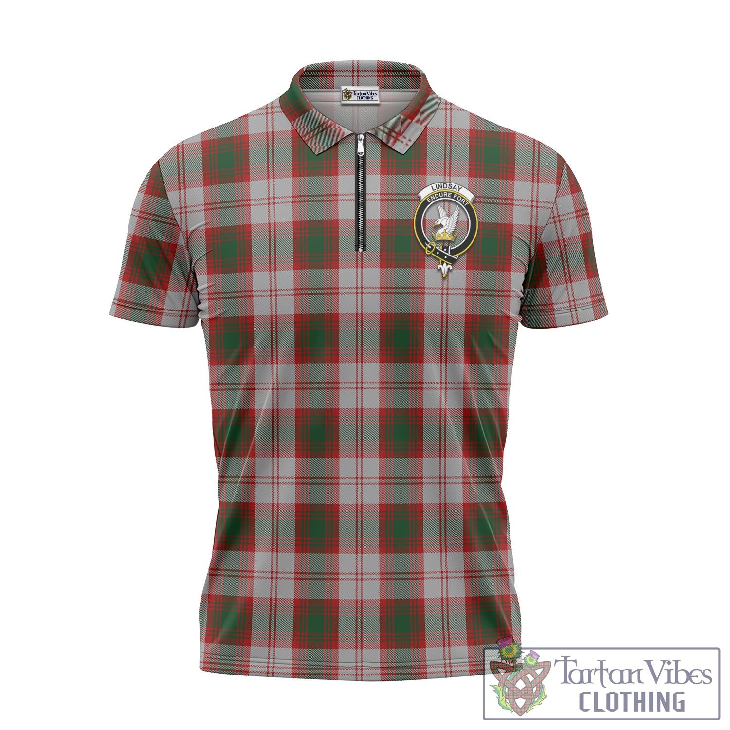 Tartan Vibes Clothing Lindsay Dress Red Tartan Zipper Polo Shirt with Family Crest